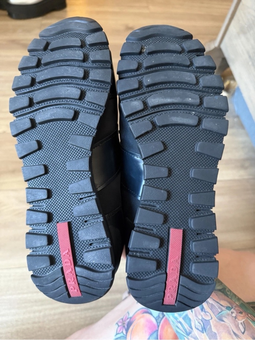 PRADA Sport Black Leather Textile Sneakers Men’s Low Top Lace Up 2718 AF  | 8.5 - Picture 6 of 11